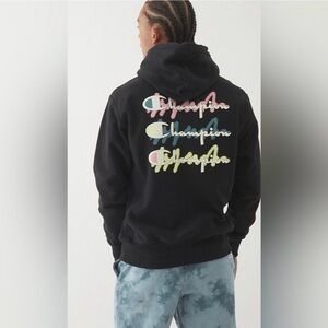 Champion Stacked Scribble Hoodie Medium